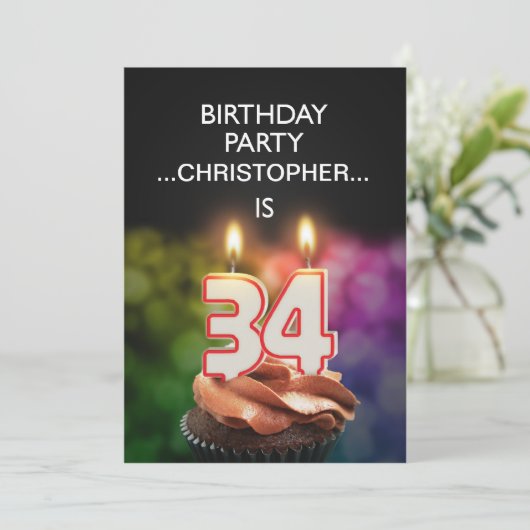 Invitation Ajouter un nom, fête du 34e anniversaire Invitatio (Debout devant)