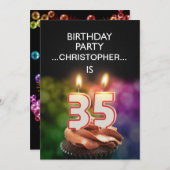Invitation Ajouter un nom, fête du 35e anniversaire Invitatio (Devant / Derrière)