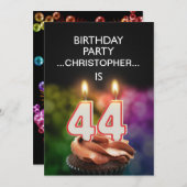 Invitation Ajouter un nom, fête du 44e anniversaire Invitatio (Devant / Derrière)