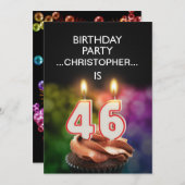 Invitation Ajouter un nom, fête du 46e anniversaire Invitatio (Devant / Derrière)