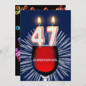 Invitation Ajouter un nom, fête du 47e anniversaire Invitatio (Devant / Derrière)