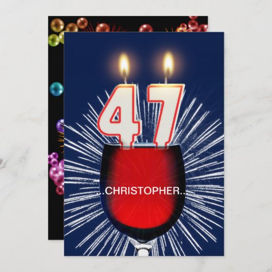 Invitation Ajouter un nom, fête du 47e anniversaire Invitatio (Devant / Derrière)
