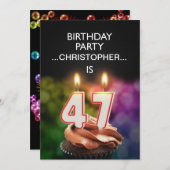 Invitation Ajouter un nom, fête du 47e anniversaire Invitatio (Devant / Derrière)