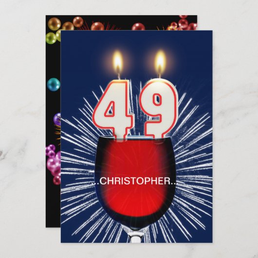 Invitation Ajouter un nom, fête du 49e anniversaire Invitatio (Devant / Derrière)