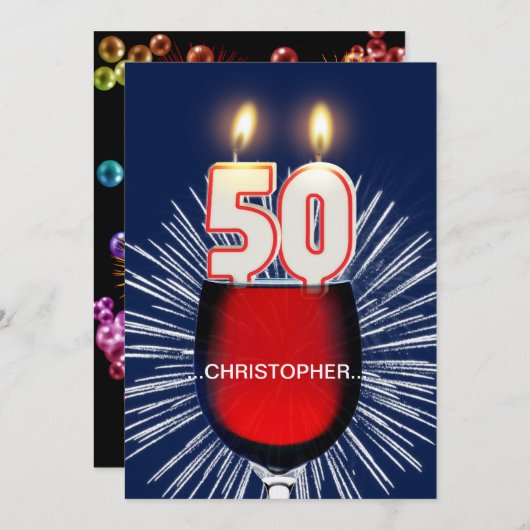 Invitation Ajouter un nom, fête du 50e anniversaire Invitatio (Devant / Derrière)