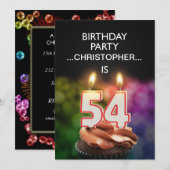 Invitation Ajouter un nom, fête du 54e anniversaire Invitatio (Devant / Derrière)
