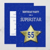 Invitation Ajouter un nom, fête du 55e anniversaire (Devant / Derrière)