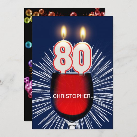 Invitation Ajouter un nom, fête du 80e anniversaire Invitatio (Devant / Derrière)