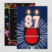 Invitation Ajouter un nom, fête du 87e anniversaire Invitatio (Devant / Derrière)