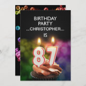 Invitation Ajouter un nom, fête du 87e anniversaire Invitatio (Devant / Derrière)