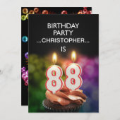 Invitation Ajouter un nom, fête du 88e anniversaire Invitatio (Devant / Derrière)