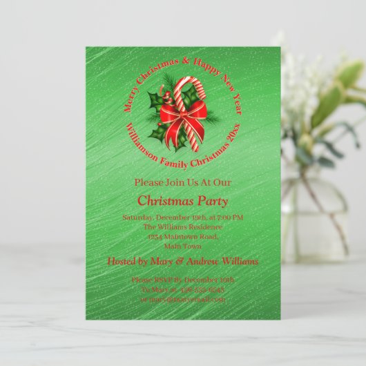 Invitation Ajouter un nom Modifier le texte Rouge Vert Noël I (Debout devant)