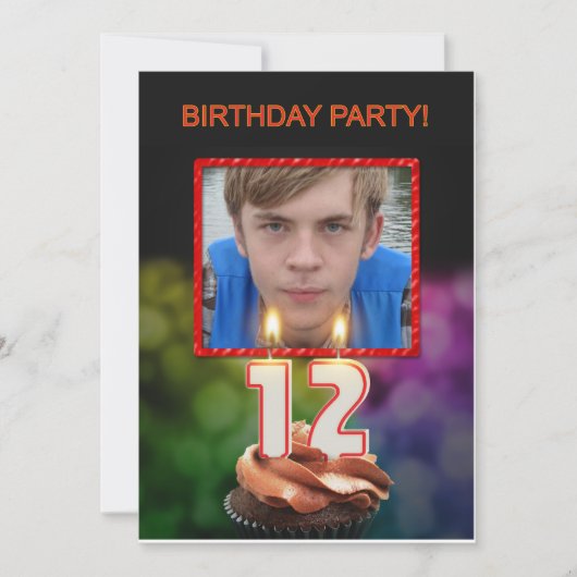 Invitation Ajouter une photo, 12e anniversaire de fête Invita (Devant)