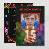 Invitation Ajouter une photo, 15e anniversaire de fête Invita (Devant / Derrière)