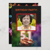Invitation Ajouter une photo, 51e fête d'anniversaire Invitat (Devant / Derrière)