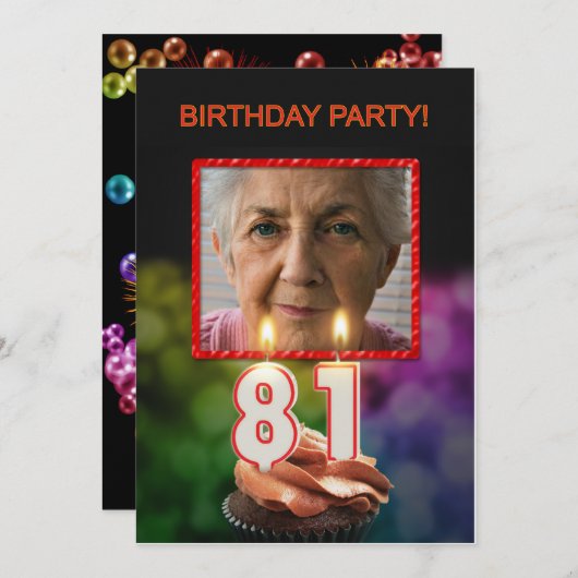 Invitation Ajouter une photo, 81e fête d'anniversaire Invitat (Devant / Derrière)