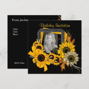 Invitation Ajouter une photo Cadre de fleur jaune