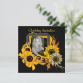 Invitation Ajouter une photo Cadre de fleur jaune (Debout devant)