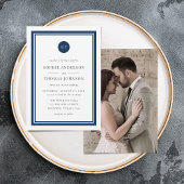 Invitation Ajouter une photo de monogramme rond de couleur mo