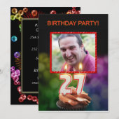Invitation Ajouter une photo, fête du 27e anniversaire Invita (Devant / Derrière)
