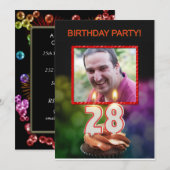 Invitation Ajouter une photo, fête du 28e anniversaire Invita (Devant / Derrière)