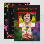 Invitation Ajouter une photo, fête du 54e anniversaire Invita (Devant / Derrière)