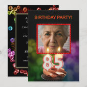Invitation Ajouter une photo, fête du 85e anniversaire Invita (Devant / Derrière)
