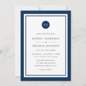 Invitation Ajouter une photo Monogramme rond de couleur perso (Devant)