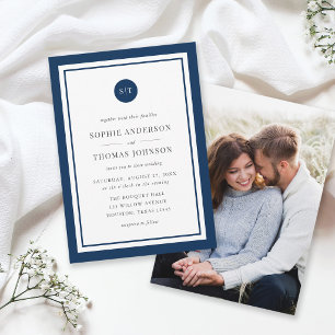 Invitation Ajouter une photo Monogramme rond de couleur perso