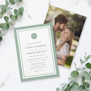 Invitation Ajouter une photo Monogramme rond de couleur perso