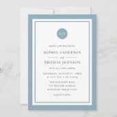 Invitation Ajouter une photo Monogramme rond de couleur perso (Devant)