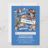 Invitation Ajouter Votre Nom Anniversaire Animaux Fans Bleu & (Devant)