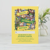 Invitation Ajouter Votre Nom Anniversaire Animaux Fans Jaune (Debout devant)