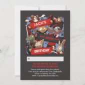 Invitation Ajouter Votre Nom Anniversaire Animaux Fans Noir & (Devant)