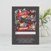 Invitation Ajouter Votre Nom Anniversaire Animaux Fans Noir & (Debout devant)