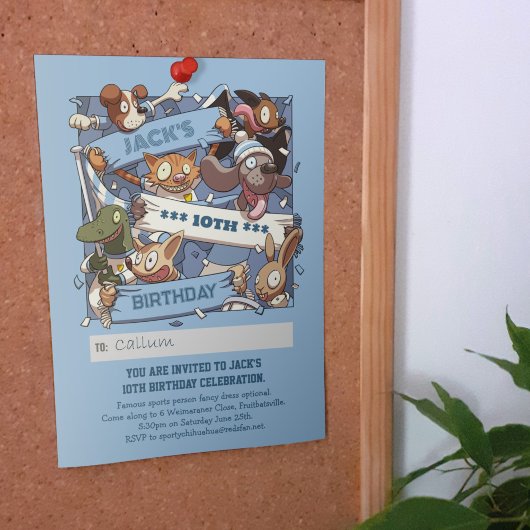 Invitation Ajouter Votre Nom Anniversaire Animaux Ventilateur