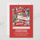Invitation Ajouter Votre Nom Fans Animaux Anniversaires Rouge (Devant)