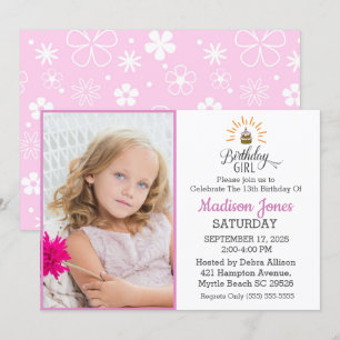 Invitation Ajouter Votre Photo Anniversaire Fille Fête Annive