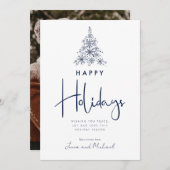 Invitation AJOUTER VOTRE PHOTO | Arbre à neige (Devant / Derrière)