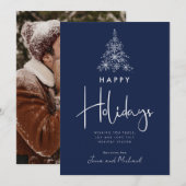 Invitation AJOUTER VOTRE PHOTO | Arbre à neige (Devant / Derrière)