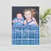 Invitation Ajouter votre photo Blue Plaid Christmas (Debout devant)