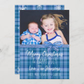 Invitation Ajouter votre photo Blue Plaid Christmas (Devant / Derrière)