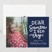 Invitation AJOUTER VOTRE PHOTO | Cher Père Noël, J'Ai Essayé (Devant / Derrière)