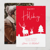 Invitation AJOUTER VOTRE PHOTO | Fléchettes de neige des cerf (Devant / Derrière)