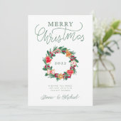 Invitation AJOUTER VOTRE PHOTO | Joyeuse couronne de Noël (Debout devant)