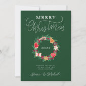 Invitation AJOUTER VOTRE PHOTO | Joyeuse couronne de Noël (Devant)