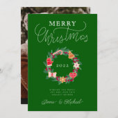 Invitation AJOUTER VOTRE PHOTO | Joyeuse couronne de Noël (Devant / Derrière)