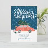 Invitation AJOUTER VOTRE PHOTO | Joyeuse voiture d'hiver de N (Debout devant)