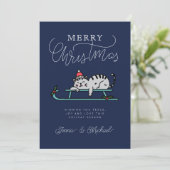 Invitation AJOUTER VOTRE PHOTO | Joyeux Chat à traîneau d'hiv (Debout devant)