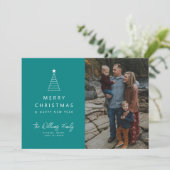 Invitation AJOUTER VOTRE PHOTO | Joyeux Noël Geo Tree (Debout devant)